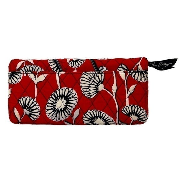 Vera Bradley Travel/Passport Wallet Deco Daisy/Houndstooth Red/Black/White GUC - Picture 3 of 9